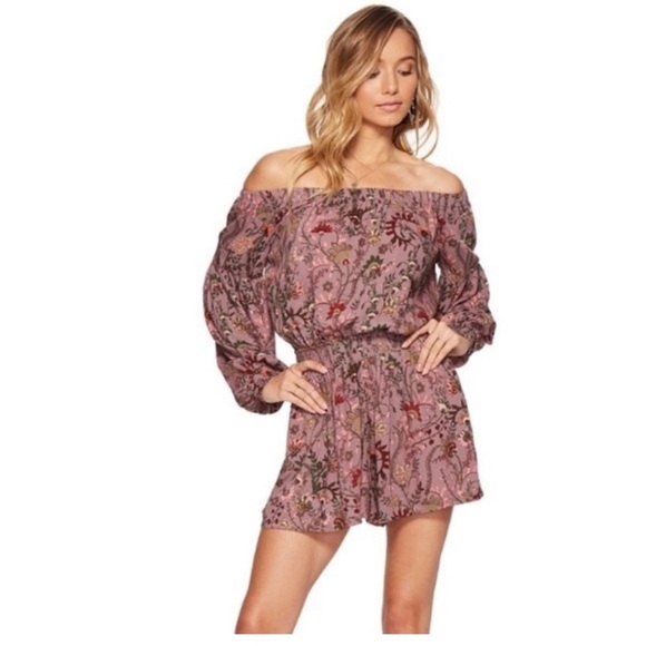 Free People Pink and Purple Floral Boho Romper - Picture 2 of 6